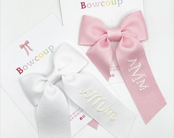 Hand-Embroidered Monogram Bow
