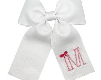 Ribbon Initial Hand-Embroidered Bow