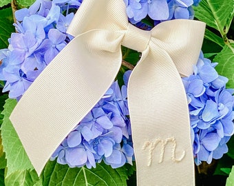 Hand-Embroidered Single Initial Bow