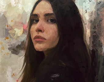 Custom Digital Handmade Portrait For Friend Custom Artwork Portrait For Wife Gift Idea For Him Handmade drawn painting For Her