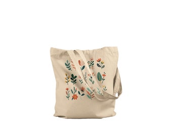 Eco Premium Wildflower Tote Bag, bloemen canvas draagtas, vintage stijl, grote draagtas, boodschappentas