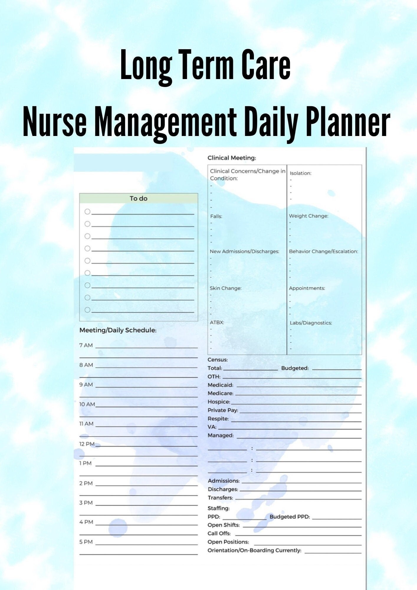 Nurse Management Daily Planner
