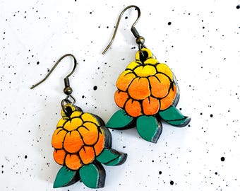 Cloud Berry Wooden Earrings, Berry Earrings, berries, Alaska, Earrings, Gifts for her