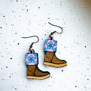 Forget Me not Wooden Xtra Tuffs, Wooden Earrings, Alaska, Boho, Spring, Gifts for Her