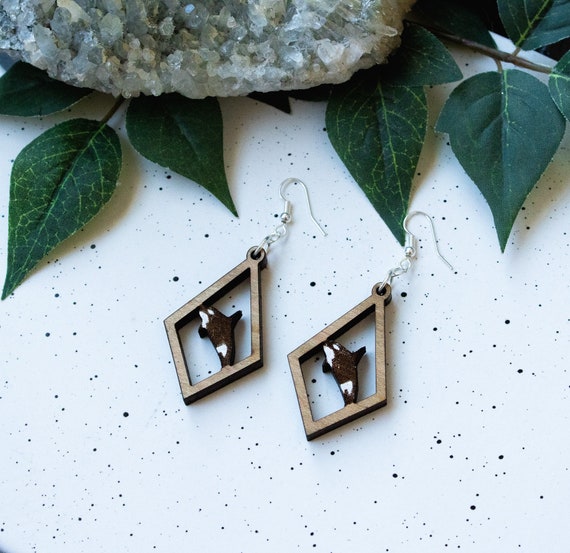 Orca Dangle Earrings, Wooden Earrings, Whales, Sealife, Dangle