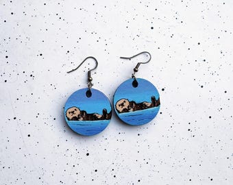 Otter Wooden earrings, Alaska, Denali, Fishing, Outdoors, Gifts for Her
