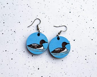 Loon Wooden earrings, Alaska, Denali, Fishing, Outdoors, Gifts for Her