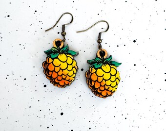 Salmon Berry Wooden earrings, Berry Earrings, Berry, Alaska, gifts for her