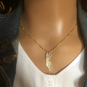 California Pendant Minimalist Necklace, Hammered Metal  offered in 14K Gold-Filled or Sterling Silver