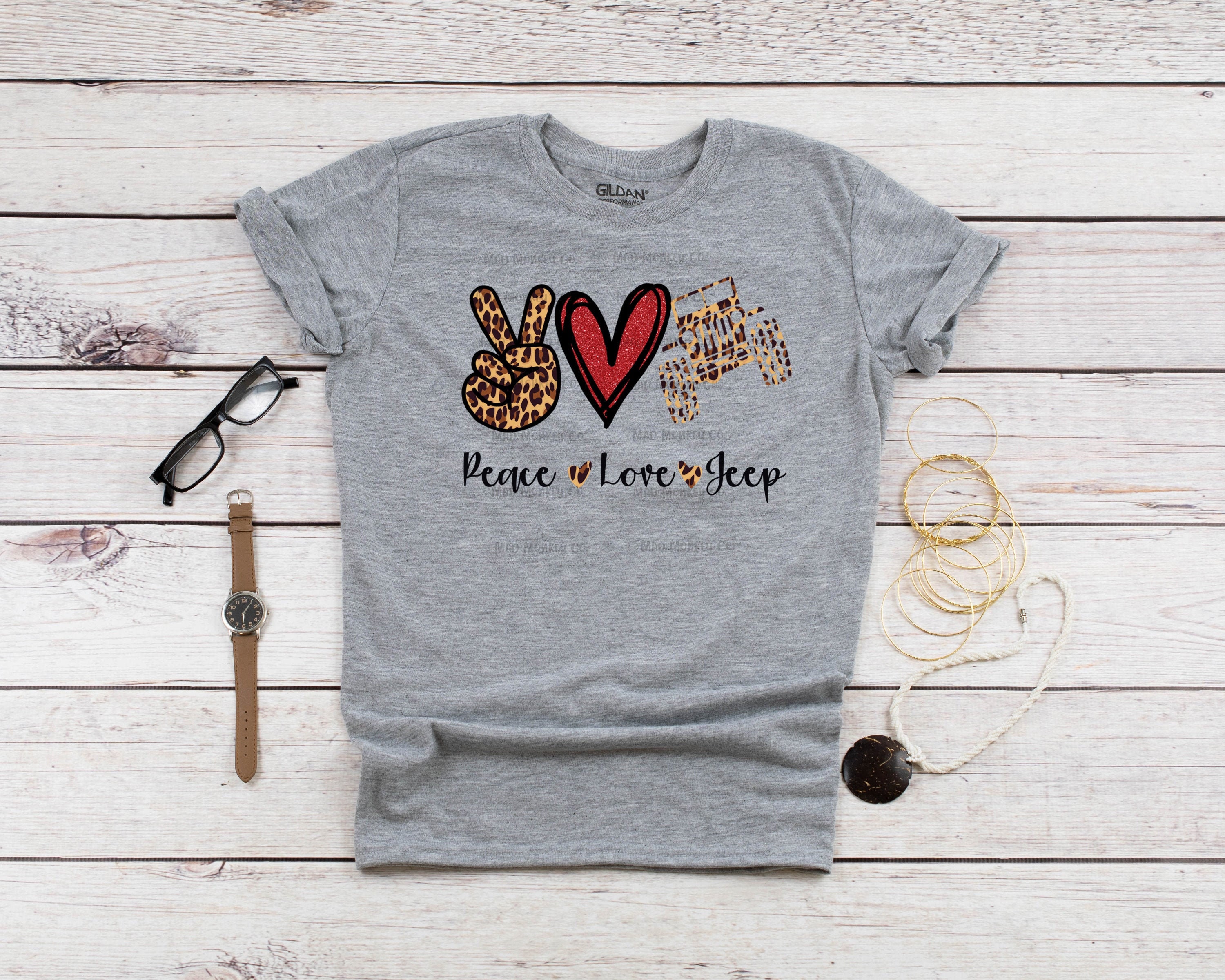 Cheetah Peace Love Jeep Custom Graphic 