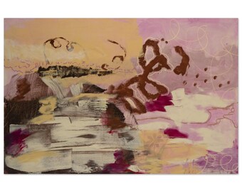 Pink, Yellow & Copper Abstract Art Print | Let It Flow