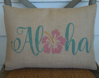 Aloha Pillow, Hawaii Pillow, Travel Gift for Hikers, Hawaiian Decor