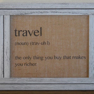Travel Definition Framed Print, Travel Quotes Wall Art,  Travel Lover Gift, Graduation Gift