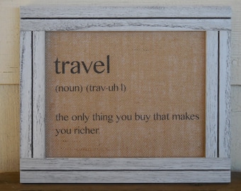 Travel Definition Framed Print, Travel Quotes Wall Art,  Travel Lover Gift, Graduation Gift
