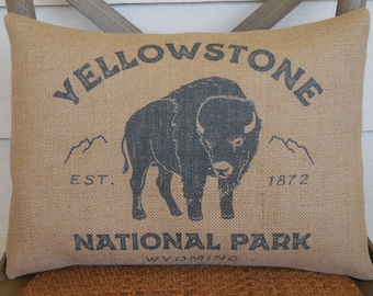 Yellowstone NP Pillow, Yellowstone Decor, Farmhouse Pillows, Travel Gift, NP Decor