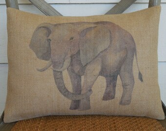 Elephant Pillow, African Pillow, Elephant Decor, Farmhouse Pillows, Travel Lover Gift, Safari Gift, African Nursery