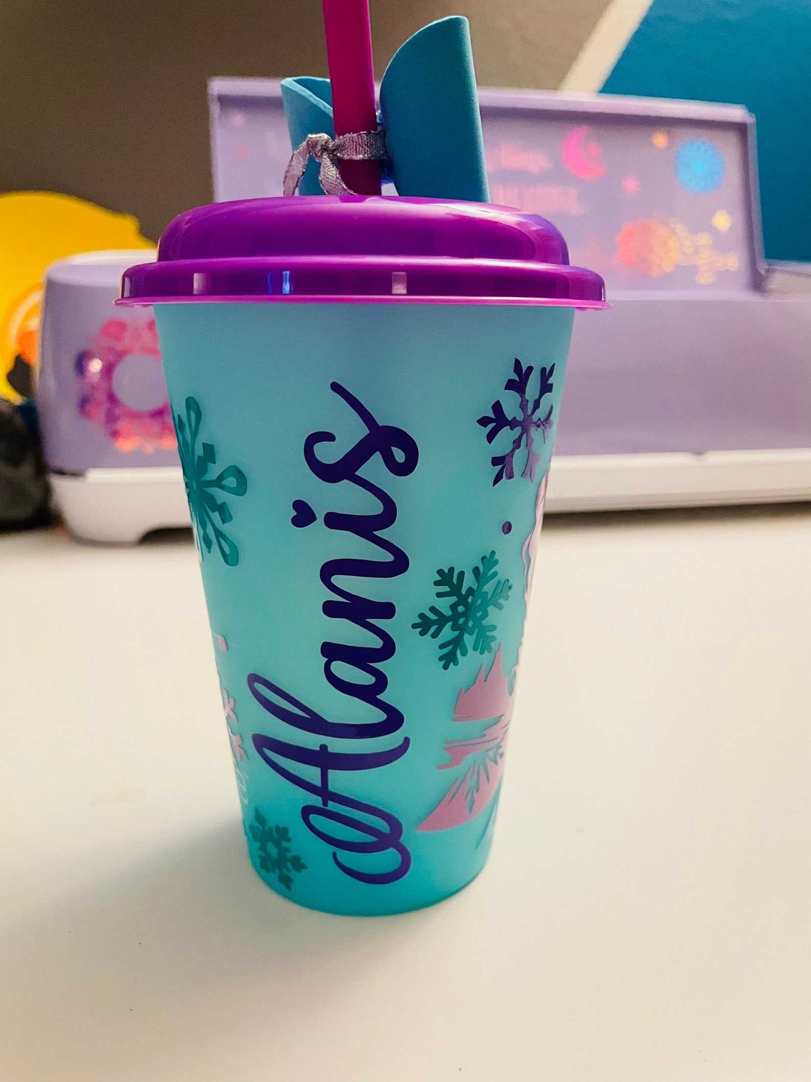 Glass of Elsa Frozen Etsy