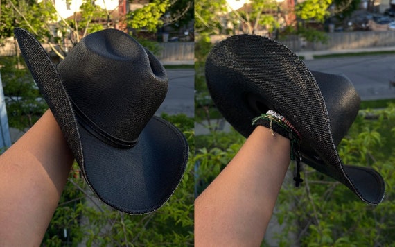 Sombrero Pluto: Black Rhinestone Cowboy Hat brim Only 