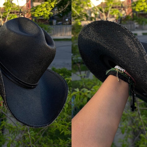 Sombrero Pluto: Black Rhinestone Cowboy Hat (Brim Only)