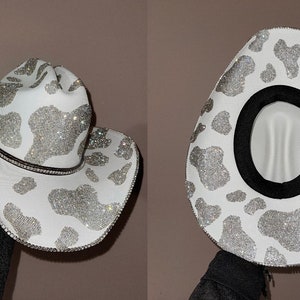 Sombrero Lola: Cow Print Rhinestone Hat (Full Cow Print and Bottom Brim Only)