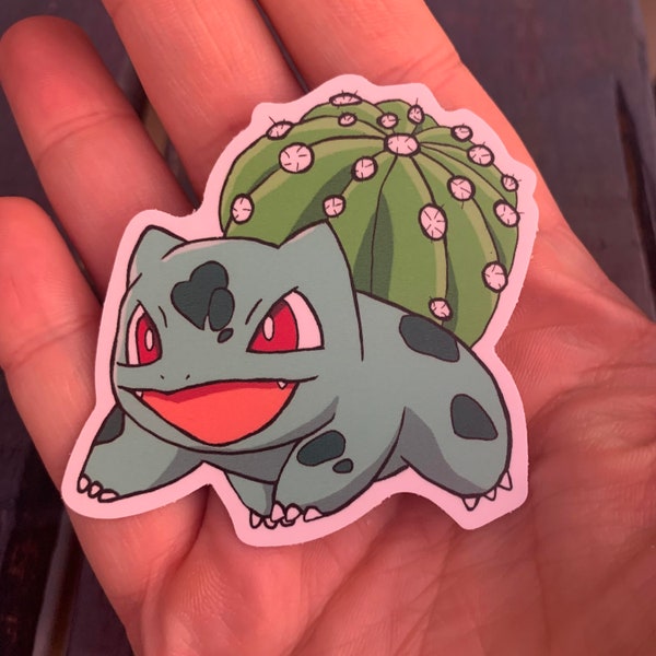 Bulbasaur Cactus Sticker, Cute Vinyl Sticker, Succulent Sticker