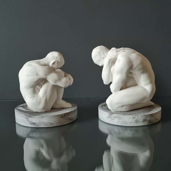 Torse masculin, décorations de bureau, statue de penseur abstrait, homme pensant, statue d'homme, décorations de silhouette masculine, sculpture de torse masculin