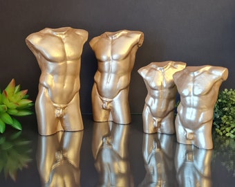 Male naked body sculpture, Man art, Man torso sculpture, Naughty gifts, Office decors, Male gold statue