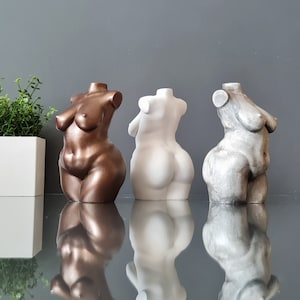 Gold Woman Body Sculpture: Handmade Female Torso Statue
