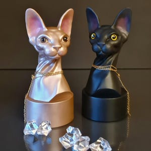 Sphynx cat sculpture, cat figurine 1 pcs, Black cat sculpture, Sphynx bust statue, home decors, Hairless sphynx cat, sphynx art