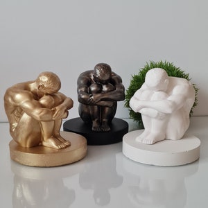 Mannelijke torso, sculptuurbeeldje, kantoordecors, handgemaakte sculptuur, man in gedachte, standbeeld mannelijk, mannelijke figuurdecors