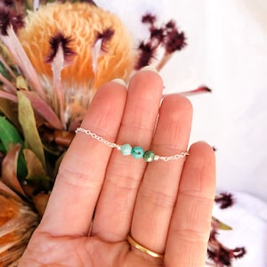 Dainty Turquoise Necklace: Recycled Sterling Silver Choker