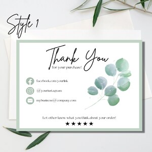 GREEN LEAF 中小企業向けエレガントでミニマリストなサンキューノートパッケージ挿入テンプレート