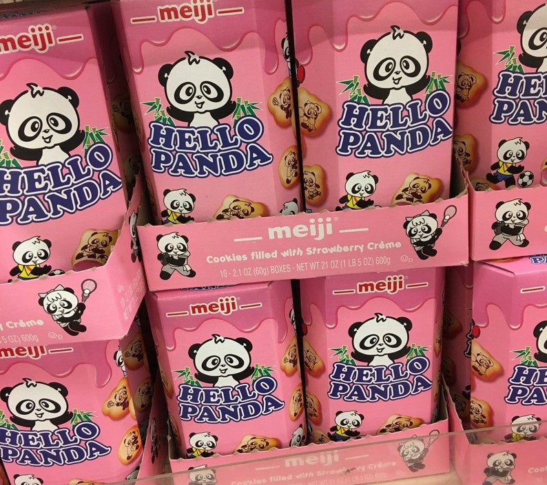 Japanese MEIJI Hello Panda Cookies Strawberry Flavor Family Etsy