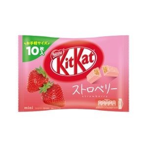 Japanese KitKat Strawberry Flavor 1 Bag (10 Individually Wrapped Bars) Exotic Kit Kat Snacks Limited Edition Spring 2023 Flavor (Japan)