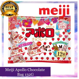 Japanese MEIJI Apollo Chocolates 1 Full Bag (12 Individual Bags of Chocolate)