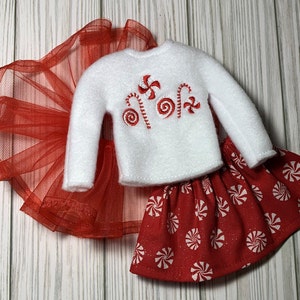 Elf sweater - Elf clothes - 12-inch doll clothes - doll tutu - girl elf dress - elf tutu - elf skirt