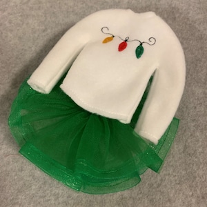 Elf sweater - Elf clothes - 12 inch doll clothes - doll tutu - girl elf dress -  elf tutu