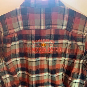 Flannel Shirt - Farm Fresh Pumpkin - Unisex Flannel Shirt - Custom Flannel Shirt Embroidered Shirt