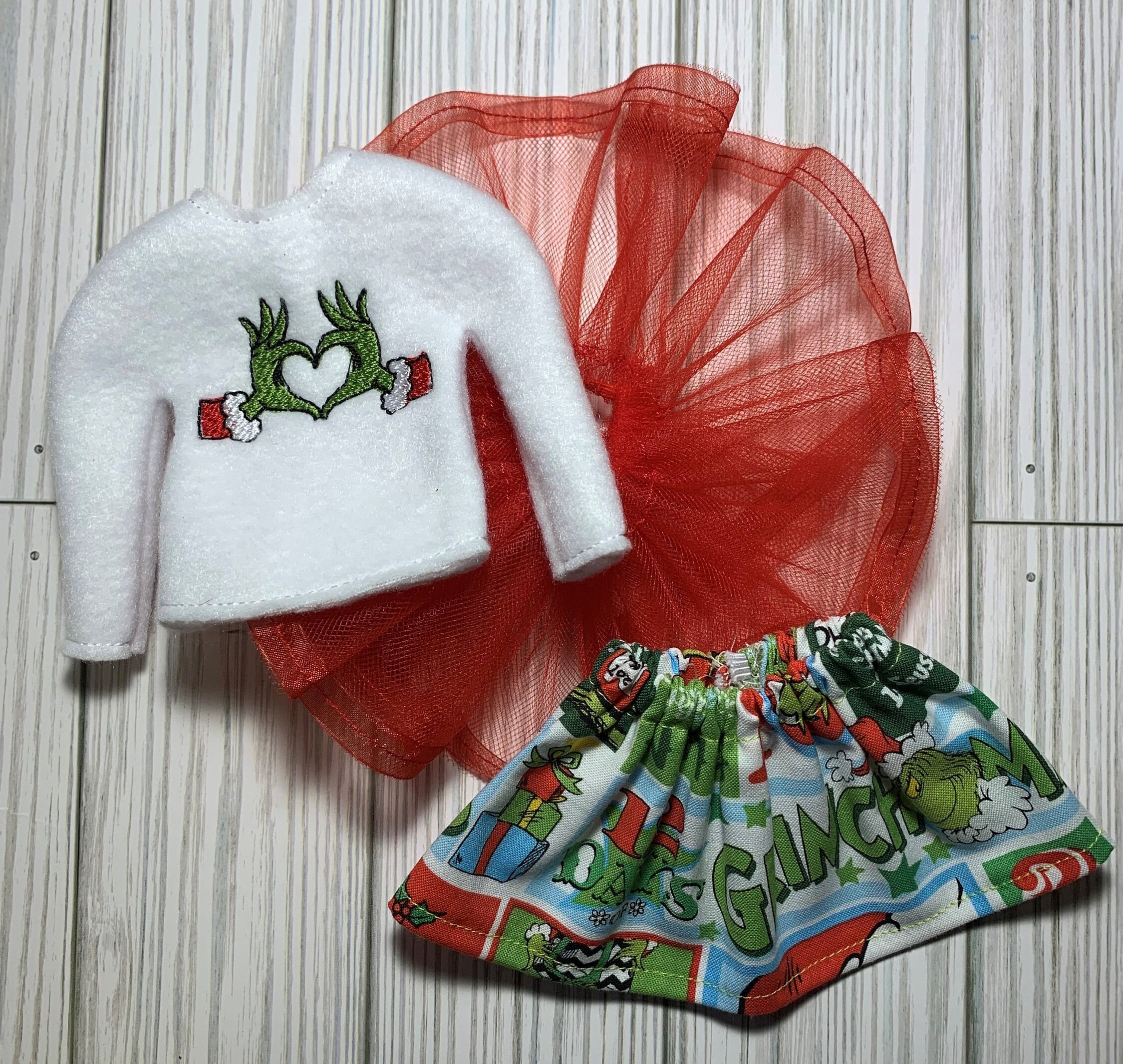 Elf sweater - Elf clothes - 12-inch doll clothes - doll tutu - girl elf skirt - elf tutu