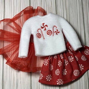 Elf sweater - Elf clothes - 12-inch doll clothes - doll tutu - girl elf skirt -  elf tutu