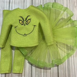 Elf sweater - Elf clothes - 12-inch doll clothes - doll tutu - elf outfit- elf tutu - elf pants