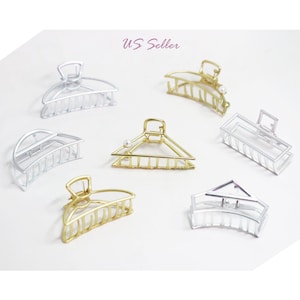 Women Girl Hair Claw Clamp Pearl Metal Geometric Hair Jaw Clips Accessories