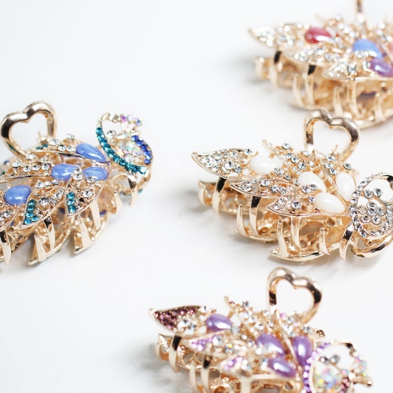 Gold Crystal Peacock Hair Clop Amazon.com : Beautiful Jewelry Peacock Design Crystal Women  main image 2