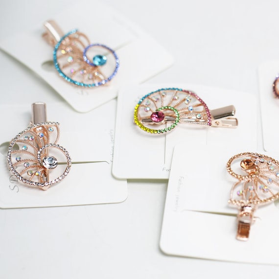 Cute Girls Rose Gold Crystal Rhinestones Hair Clips Pin  display picture 1