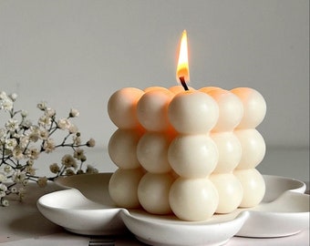 Vela aromática de burbujas / Decoración estética para el hogar hecha a mano con cera de soja