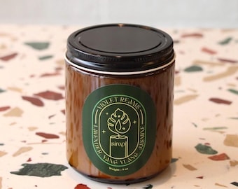 Vela de soja y lavanda: aromaterapia Violet Dreams, mecha de madera (250 ml)