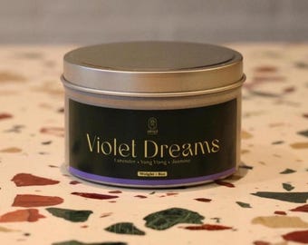 Vela de soja perfumada Violet Dreams: lavanda, ylang ylang y jazmín (226 ml)