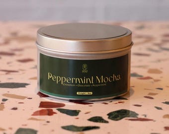 Vela de soja con aroma a menta y moca: decoración navideña para el hogar (226 ml)