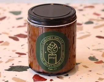 Vela de soja Caramel Brûlée: fragancia para el hogar, aroma a postre acogedor (250 ml)