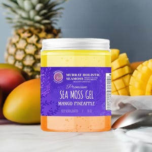 Organic Mango Pineapple Sea Moss Gel | 8oz 16oz | Tropical Superfood | Delicious Nutrient Booster | Real Fruits